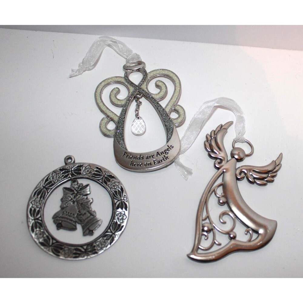 Silver Angel Ornaments – Ganz Hanging Décor, Set of 2